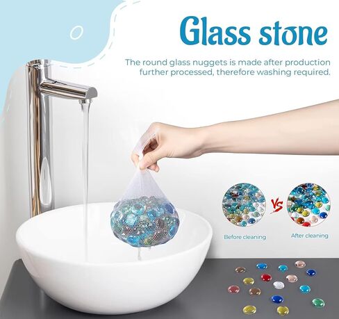 أحجار كريمة زجاجية من ABSOFINE، 900 جرام من الخرز الزجاجي الناري المخلوط، أحجار زجاجية ملونة خرز مسطح القاع لحشو المزهرية الفنية لتزيين المنزل (حوالي 200 قطعة) in Kuwait