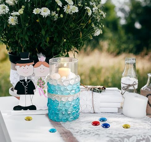 أحجار كريمة زجاجية من ABSOFINE، 900 جرام من الخرز الزجاجي الناري المخلوط، أحجار زجاجية ملونة خرز مسطح القاع لحشو المزهرية الفنية لتزيين المنزل (حوالي 200 قطعة) in Kuwait