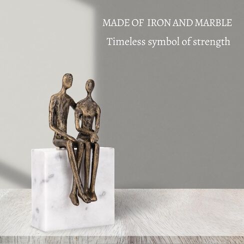 UTOPISH Gift for 50 th Wedding Anniversary - Iron Couple on a Marble Rock, Gift Idea for Parents or Friends 50th Anniversary, Sculpture Includes Gift Box and Poem Card in Saudi Arabia