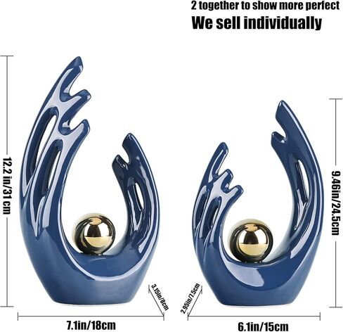 9.5"H Black Aesthetic Room Decor Accent, Tv Stand Funky Table Centerpiece Black, Abstract Art Ceramic Statue And Sculpture, Black decor for living room, bookshelf decorative objects, shelf decor in Kuwait