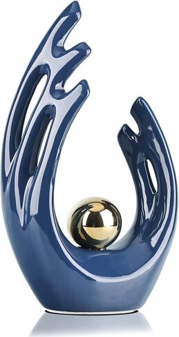 9.5"H Black Aesthetic Room Decor Accent, Tv Stand Funky Table Centerpiece Black, Abstract Art Ceramic Statue And Sculpture, Black decor for living room, bookshelf decorative objects, shelf decor in Kuwait