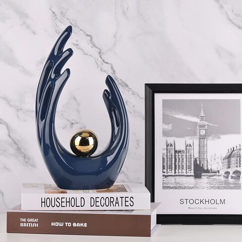 9.5"H Black Aesthetic Room Decor Accent, Tv Stand Funky Table Centerpiece Black, Abstract Art Ceramic Statue And Sculpture, Black decor for living room, bookshelf decorative objects, shelf decor in Kuwait