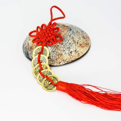 2Pcs Feng Shui Coins with Chinese Knot Lucky Ching Ancient Coins Five Emperors Antique Fortune Money Coins for Wealth and Success Handmade Home Decor (Style B) in Kuwait