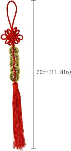 2Pcs Feng Shui Coins with Chinese Knot Lucky Ching Ancient Coins Five Emperors Antique Fortune Money Coins for Wealth and Success Handmade Home Decor (Style B) in Kuwait