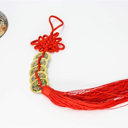 2Pcs Feng Shui Coins with Chinese Knot Lucky Ching Ancient Coins Five Emperors Antique Fortune Money Coins for Wealth and Success Handmade Home Decor (Style B) in Kuwait