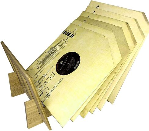 حامل تخزين بسجلات من الفينيل من كيوب تك من الخيزران لعرض عدد من 1 إلى 50 ألبوم موسيقى LP في وحدة الحامل المحمولة العصرية، يمكن استخدامه أيضًا للكتب والمجلات وما إلى ذلك. in Kuwait