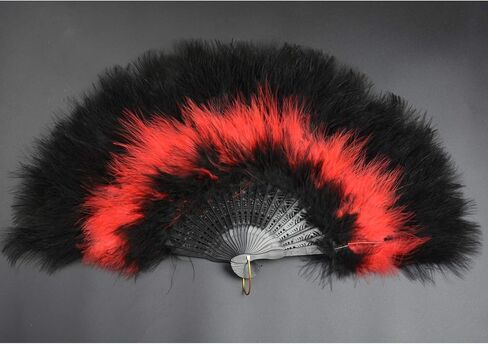 Marabou Feather Folding Fan with Peacocks 20s Vintage Style Flapper Hand Fan For Costume Dancing Party-White-5 Peacocks in Kuwait