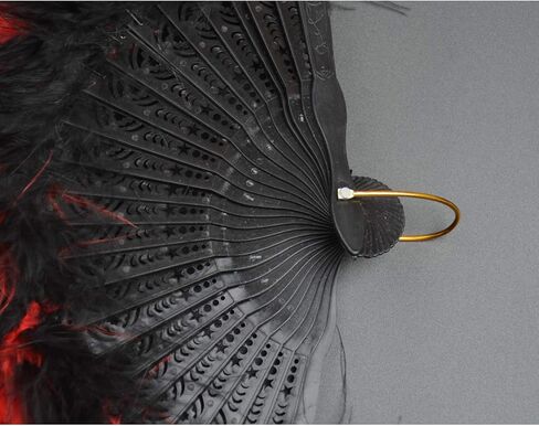 Marabou Feather Folding Fan with Peacocks 20s Vintage Style Flapper Hand Fan For Costume Dancing Party-White-5 Peacocks in Kuwait