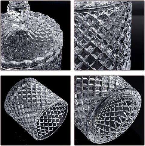 Hipiwe Glass Qtip Holder with Lid - Set of 2 Cotton Swabs and Ball Holder Crystal Apothecary Jar Set Bathroom Storage Canisters Vanity Organizer for Cotton Pads, Candy Storage (Large+Small) in Saudi Arabia