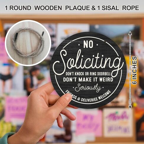 لا علامة التماس، لا تدق أو تدق جرس الباب، 6 "شماعة الباب الأمامي، ديكور لافتة باب الحائط، لافتة معلقة من الخشب الريفي للمدخل، جرس الباب لافتة الحائط مقبض الباب ديكورات المنزل والحفلات الخارجية-B05 in Kuwait