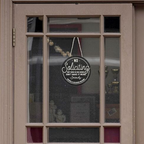 لا علامة التماس، لا تدق أو تدق جرس الباب، 6 "شماعة الباب الأمامي، ديكور لافتة باب الحائط، لافتة معلقة من الخشب الريفي للمدخل، جرس الباب لافتة الحائط مقبض الباب ديكورات المنزل والحفلات الخارجية-B05 in Kuwait