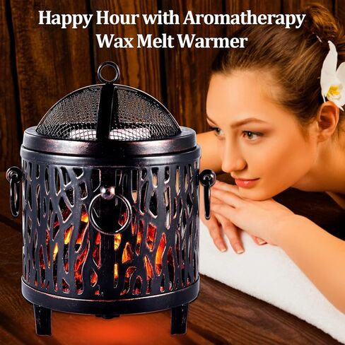 Soanufa Retro الشمع يذوب أكثر دفئا 4 في 1 الكهربائية المعدنية المعطرة الشمع دفئا العطر النفط الناشر المنزل مكتب غرفة نوم الروائح الشمع سخان ضوء الليل مع صينية قابلة للإزالة لحفلة عيد الميلاد عيد ميلاد in Kuwait