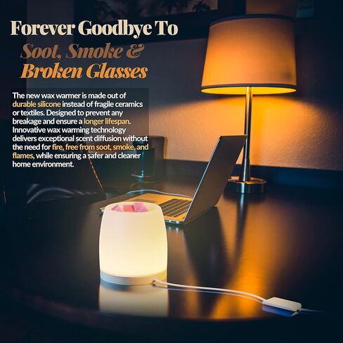 جهاز تسخين الشمع من هيستيا إيجي، مذيب شموع كهربائي لموقد الشمع المعطر، مذيب رائحة الشمع المعطر 3 في 1، سطح كبير من السيليكون لإذابة مكعبات التارت، منزل 110-120 فولت، (خشب الزان، مؤقت) in Kuwait