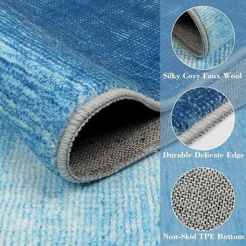 Wonnitar Modern Ombre Black Washable Rugs 2x3, Small Non-Slip Rug for Entryway Indoor Front Door Mat, Abstract Non-Shedding Soft Throw Mat for Bedroom Entrance (Black-Dark Gunmetal,2'x3') in Kuwait