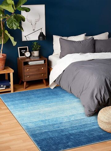 Wonnitar Modern Ombre Black Washable Rugs 2x3, Small Non-Slip Rug for Entryway Indoor Front Door Mat, Abstract Non-Shedding Soft Throw Mat for Bedroom Entrance (Black-Dark Gunmetal,2'x3') in Kuwait