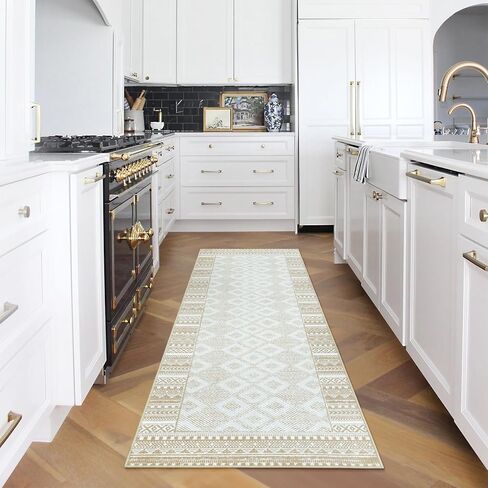 Seavish Boho عداء السجاد للمدخل 2x6 رمادي فاتح المطبخ عداء السجاد غير زلق قابل للغسل طويل الحمام السجاد عداء لينة رقيقة البوهيمي السجاد عداء السجاد الداخلي في الهواء الطلق لشرفة المدخل in Kuwait