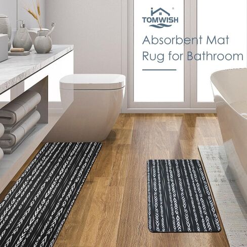سجادة عداء الحمام تومويش 20 × 59 بوهو، غير قابلة للانزلاق سريعة الجفاف وفائقة الامتصاص ورقيقة للغاية عداء السجاد لغرفة النوم والممر والحمام والمطبخ وحوض المعيشة والهواء الطلق in Kuwait