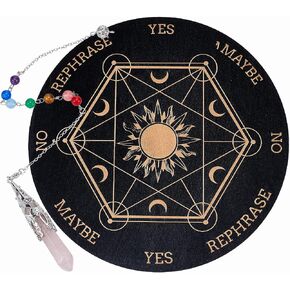 AHANDMAKER 7.8" Witch Pendulum Board, Angel Wings Wooden Dowsing Planchette with Rose Quartz Crystal Dowsing Pendulums Witchcraft Divination Tools for Spirit Altar Decoration in Saudi Arabia