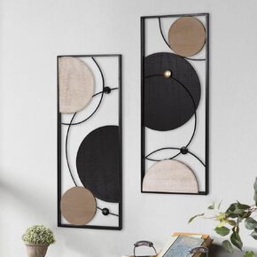 Oakrain 3 Pack Metal Wall Art - Abstract Planet & Orbit Lines Minimalist Modern Wall Decor for Living Room, Bedroom, Office, Entryway (11.8 x 15.7 x 0.47 inches)
