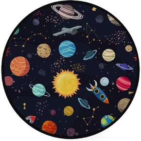 36 inch Large Round Rugs Black and Gold Marble Ultra Soft Kids Floor Playing Mat for Bedroom Living Room Baby Room, Non-Skid Lightweight Foam Area Rugs Home Decor in Saudi Arabia