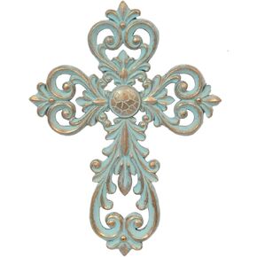 BestGiftEver Wall Cross with Vintage Ornate Style Scrolly Patina - Decorative Wall Hanging Spiritual Jesus Art Sculpture in Saudi Arabia