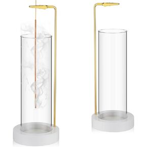 Didaey 2 Pieces Incense Holder for Sticks Wooden Incense Burner with Glass Ash Catcher Stick Holder for Home Yoga Meditation Gift Incense Sticks Holder Decor(White,Stylish) in Saudi Arabia