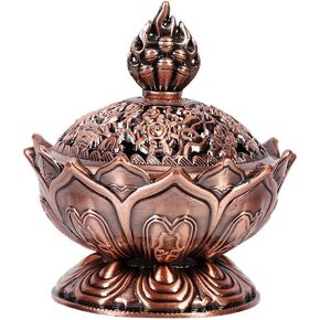 Home Chinese Lotus Incense Holder Flower Statue Censer Room Decoration(Bronze)