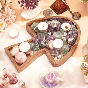 Moon Crystal Tray for Stones Wooden Tarot Card Stand Detachable Moon Crystal Storage Organizer with Triple Moon Phases Symbol for Tarot Display Reading Witch Altar Jewelry Home Decor in Saudi Arabia
