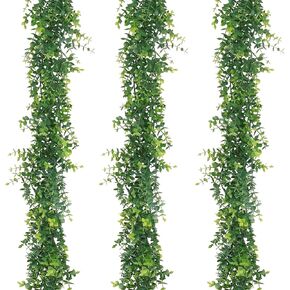 Artflower 2 Pack Artificial Eucalyptus Garland, Faux Eucalyptus Vines Greenery Garland Fake Hanging Eucalyptus Leaves Plant Wedding Backdrop Arch Wall Indoor Outdoor Decor, Green