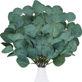 STYLUXEYRAYS 20Pcs Artificial Eucalyptus Leaves Stems Bulk Dried Fake Silver Dollar Real Eucalyptus Branches Plant in Gray Green for DIY Vase Wedding Bouquets Centerpieces Greenery Floral Arrangement in Kuwait