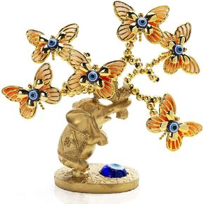 YU FENG Lucky Money and Evil EyeTree with Turkish Blue Evil Eyes and Butterfly Figurines for Home Decor