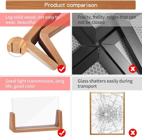 مجموعة إطارات صور wavamawa مقاس 4 × 6 بوصة مكونة من إطارين خشبيين للصور مع قاعدة من خشب الزان وغطاء زجاجي عضوي عالي الدقة لسطح الطاولة أو سطح المكتب - أفقي ورأسي in Kuwait