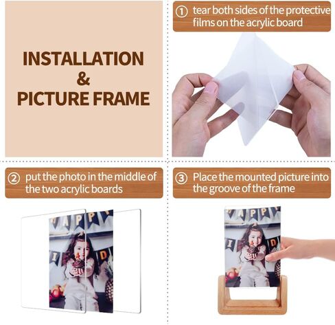 مجموعة إطارات صور wavamawa مقاس 4 × 6 بوصة مكونة من إطارين خشبيين للصور مع قاعدة من خشب الزان وغطاء زجاجي عضوي عالي الدقة لسطح الطاولة أو سطح المكتب - أفقي ورأسي in Kuwait