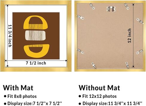 LaVie Home 12x12 Gallery Wall Frame Set Gold, 9 Packs 12x12 frame with Mat for 8x8 Photos, Simple Designed Classic Square Picture Frame for Wall Mount, Gold frames Perfect for Wall Decor in Kuwait