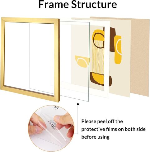 LaVie Home 12x12 Gallery Wall Frame Set Gold, 9 Packs 12x12 frame with Mat for 8x8 Photos, Simple Designed Classic Square Picture Frame for Wall Mount, Gold frames Perfect for Wall Decor in Kuwait