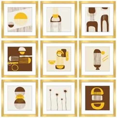 LaVie Home 12x12 Gallery Wall Frame Set Gold, 9 Packs 12x12 frame with Mat for 8x8 Photos, Simple Designed Classic Square Picture Frame for Wall Mount, Gold frames Perfect for Wall Decor in Kuwait