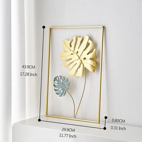 XINXUAN 3 Pieces Leaf Wall Hanging Decor Gold Wall Decor Home Decor Wall Decor Office Wall Decor Metal Wall Art Decor for Kitchen Bedroom Living Room (11.8 X 17.7 Inch) in Kuwait