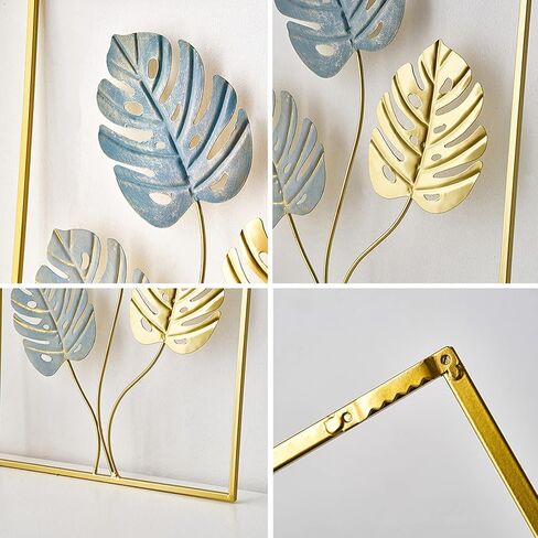 XINXUAN 3 Pieces Leaf Wall Hanging Decor Gold Wall Decor Home Decor Wall Decor Office Wall Decor Metal Wall Art Decor for Kitchen Bedroom Living Room (11.8 X 17.7 Inch) in Kuwait
