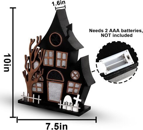 ديكورات طاولة الهالوين في الأماكن المغلقة، ديكور منزل مسكون خشبي مضاء، شجرة شبح قلعة مخيفة، ديكور طاولة الهالوين يعمل بالبطارية للمنزل والمطبخ وموقد المكتب والحلي in Kuwait