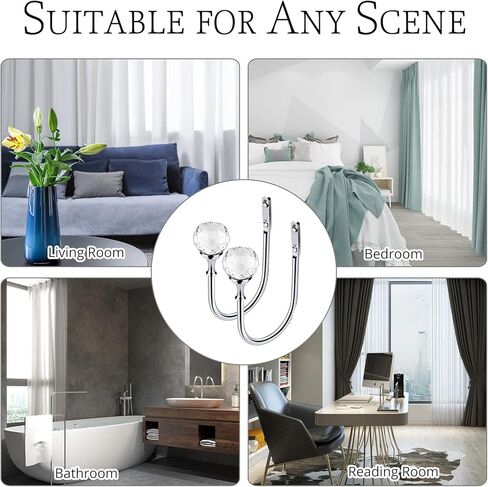 عبوة من قطعتين من خطافات تعليق الستائر المثبتة على الحائط بتصميم كرة كريستالية لتزيين الستائر، ستائر معدنية شديدة التحمل مع براغي لغرفة المعيشة وغرفة النوم وغرفة الدراسة والحمام in Kuwait