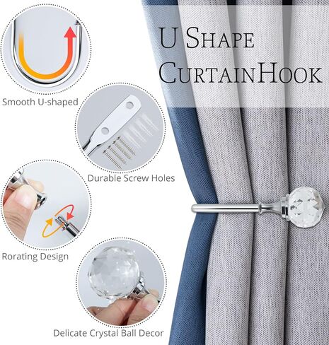 عبوة من قطعتين من خطافات تعليق الستائر المثبتة على الحائط بتصميم كرة كريستالية لتزيين الستائر، ستائر معدنية شديدة التحمل مع براغي لغرفة المعيشة وغرفة النوم وغرفة الدراسة والحمام in Kuwait