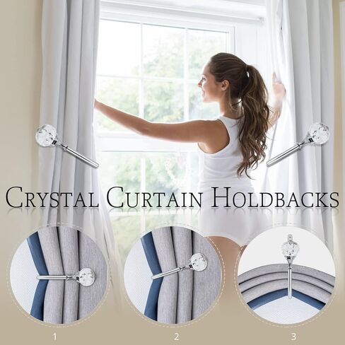عبوة من قطعتين من خطافات تعليق الستائر المثبتة على الحائط بتصميم كرة كريستالية لتزيين الستائر، ستائر معدنية شديدة التحمل مع براغي لغرفة المعيشة وغرفة النوم وغرفة الدراسة والحمام in Kuwait