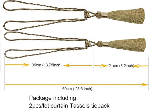 ستائر Tiebacks مصنوعة يدويًا من حبل شرابة وربطات عنق ستائر وربطات عنق ستائر لديكور المنزل والمكتب مجموعة من 2 (فضي، 2) in Kuwait