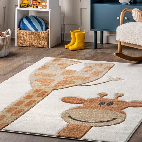 سجادة منطقة الأطفال nuLOOM Anabell Giraffe مقاس 10.16 سم × 15.24 سم، بيج in Saudi Arabia