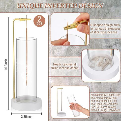 Didaey 2 Pieces Incense Holder for Sticks Wooden Incense Burner with Glass Ash Catcher Stick Holder for Home Yoga Meditation Gift Incense Sticks Holder Decor(White,Stylish) in Saudi Arabia