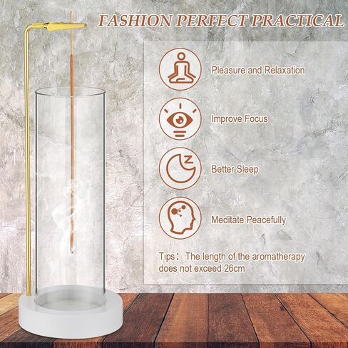 Didaey 2 Pieces Incense Holder for Sticks Wooden Incense Burner with Glass Ash Catcher Stick Holder for Home Yoga Meditation Gift Incense Sticks Holder Decor(White,Stylish) in Saudi Arabia