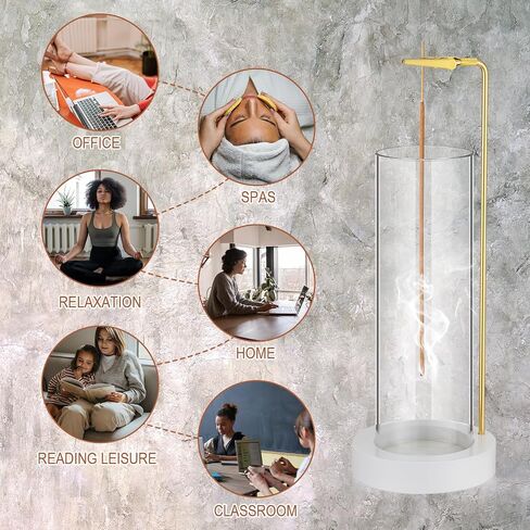 Didaey 2 Pieces Incense Holder for Sticks Wooden Incense Burner with Glass Ash Catcher Stick Holder for Home Yoga Meditation Gift Incense Sticks Holder Decor(White,Stylish) in Saudi Arabia