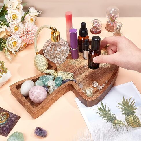 Moon Crystal Tray for Stones Wooden Tarot Card Stand Detachable Moon Crystal Storage Organizer with Triple Moon Phases Symbol for Tarot Display Reading Witch Altar Jewelry Home Decor in Kuwait