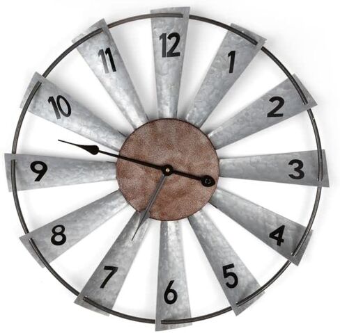 Everything Help Enterprises Large Windmill Wall Clock - Big Rustic Decorative Oversized Clock for Farmhouse, Home Decor, Living Room, Bedroom Decor, Non Ticking, Battery Operated in Saudi Arabia