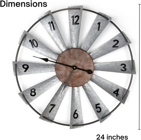 Everything Help Enterprises Large Windmill Wall Clock - Big Rustic Decorative Oversized Clock for Farmhouse, Home Decor, Living Room, Bedroom Decor, Non Ticking, Battery Operated in Saudi Arabia